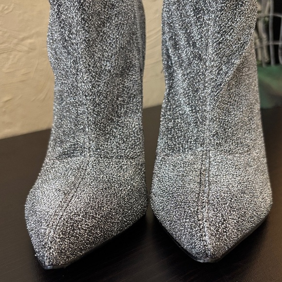 JustFab Glittering Gray Heeled Boots - Picture 2 of 4
